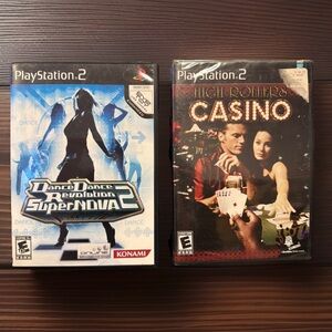 PS2 Game Lot DDR Dance Dance Revolution SuperNOVA 2 + High Rollers Casino SEALED